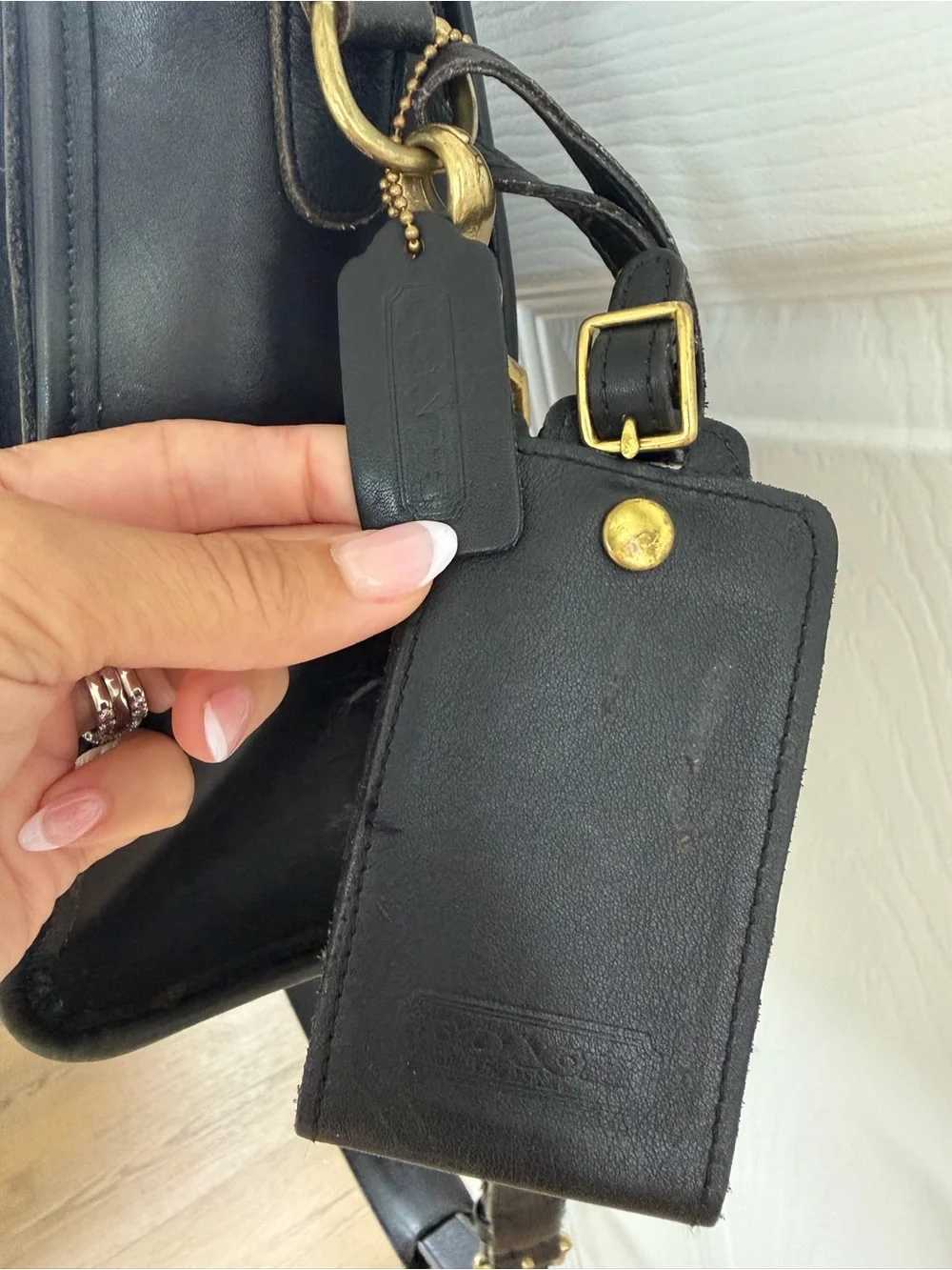 Vintage Coach Harrison Black Leather Briefcase with Top Handle